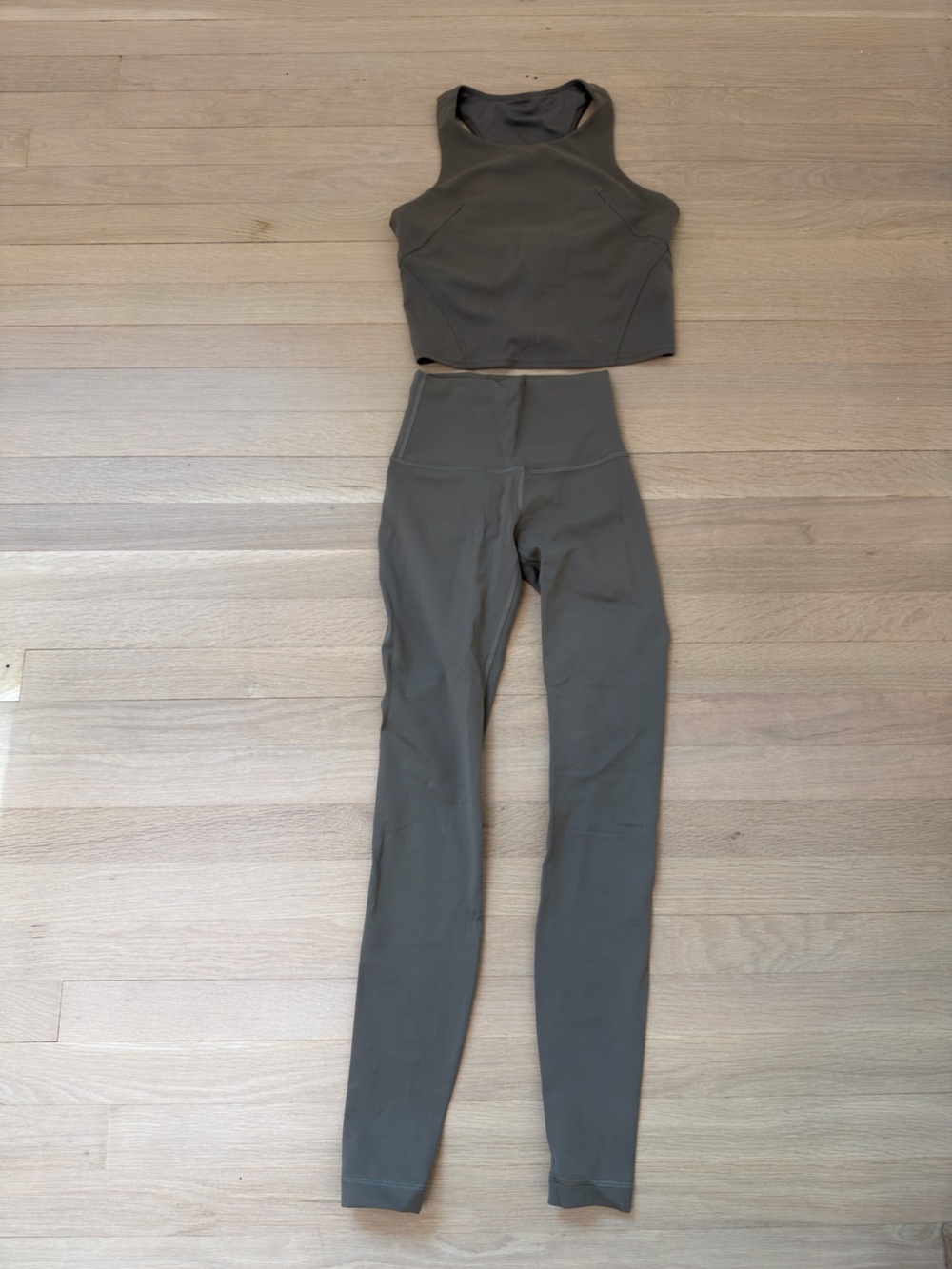 lululemon athletica Olive Green High-Waist Leggings & Crop Tank Set